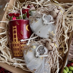 Świąteczny Zestaw Prezentowy - Kubek Aniołek - czerwony