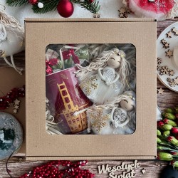 Świąteczny Zestaw Prezentowy - Kubek Aniołek - czerwony