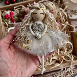 Świąteczny Zestaw Prezentowy - 2 Kubki i 2 Aniołki - złoty