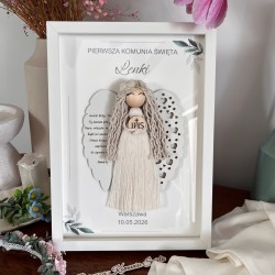 Anioł Stróż dziewczynka - modlitwa, pamiątka Pierwszej Komunii Świętej Personalizacja