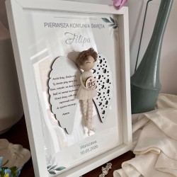 Anioł Stróż chłopiec - modlitwa, pamiątka Pierwszej Komunii Świętej Personalizacja