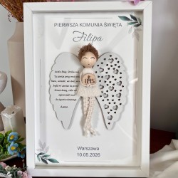 Anioł Stróż chłopiec - modlitwa, pamiątka Pierwszej Komunii Świętej Personalizacja