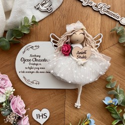 Aniołek magnes tabliczka - Podziękowanie dla Ojca Chrzestnego Komunia