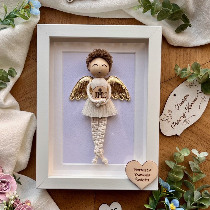 Anioł Stróż dla chłopca- ramka, pamiątka Pierwszej Komunii Świętej