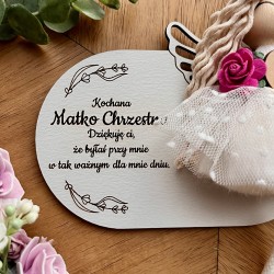 Aniołek magnes tabliczka - Podziękowanie dla Matki Chrzestnej Komunia