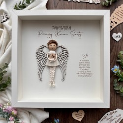 Anioł Stróż - ramka z szybką, pamiątka Pierwszej Komunii Świętej dla chłopca