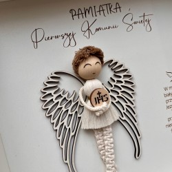 Anioł Stróż - ramka z szybką, pamiątka Pierwszej Komunii Świętej dla chłopca