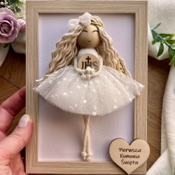 Anioł Stróż dziewczynka ramka, pamiątka Pierwszej Komunii Świętej