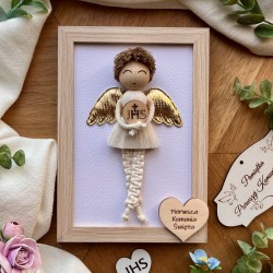Anioł Stróż chłopiec- ramka, pamiątka Pierwszej Komunii Świętej