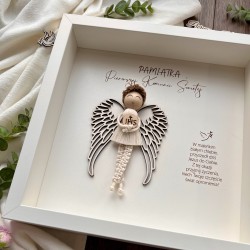 Anioł Stróż - ramka z szybką, pamiątka Pierwszej Komunii Świętej dla chłopca