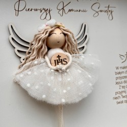 Anioł Stróż - ramka z szybką, pamiątka Pierwszej Komunii Świętej dla dziewczynki