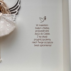 Anioł Stróż - ramka z szybką, pamiątka Pierwszej Komunii Świętej dla dziewczynki